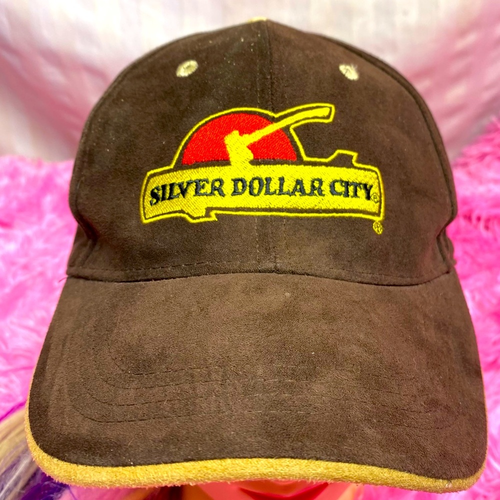 Silver Dollar City Baseball Cap / Hat Adjustable Brown Yellow